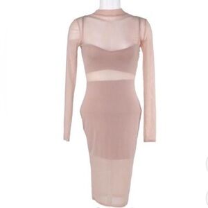 Sheer mesh cut out body on dress